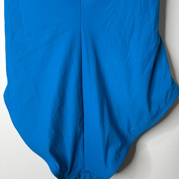 NEW Spanx Halter One Piece Bayside Blue Gold Ring Twist Front Swimsuit Size XL - Picture 5 of 11
